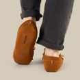 thumbnail image 2 of Minnetonka Men's Pile Lined Soft Leather Sole Slipper, Brown, 8 M, 2 of 10