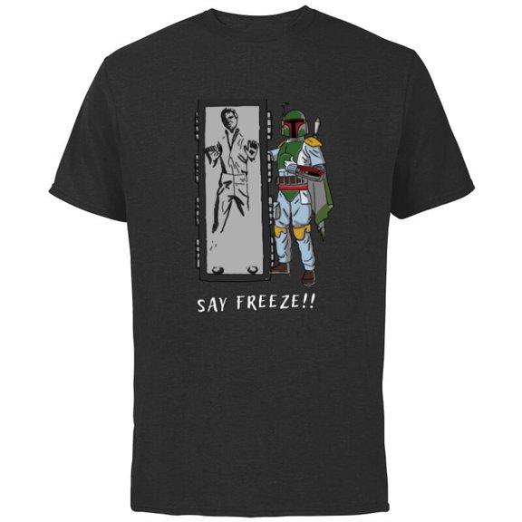 Star Wars Boba Fett Han Solo in Carbonite “Say Freeze” Funny - Short Sleeve Cotton T-Shirt for Adults - Customized-Black