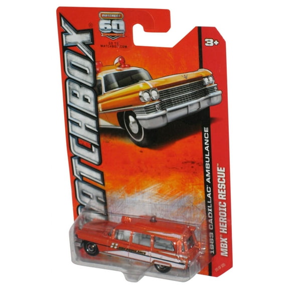 Matchbox MBX Heroic Rescue (2012) Orange 1963 Cadillac Ambulance Toy Car 20/120