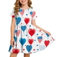 thumbnail image 2 of Odeerbi Niñas Día de La Independencia Vestido de Línea A Verano Patriótico Cuello Redondo Manga Corta Vestido Casual, 2 of 9