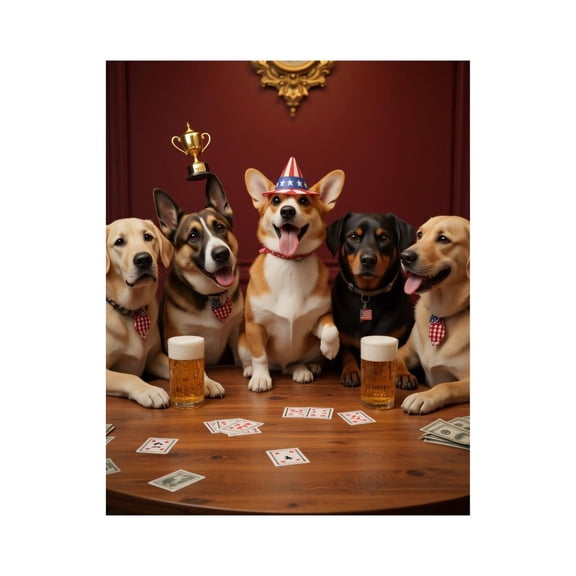 Paint by Numbers Kit for Adults, Dogs Playing Poker With Trophy Paint by Numbers, Easy Paint by Numbers Kit for Adults Beginner, DIY Adult Paint by Number Kits on Canvas, Home Decor