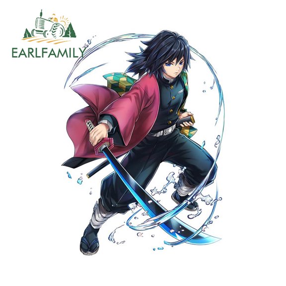 EARLFAMILY 5.1 Inch for Tomioka Giyuu Car Stickers Creative Sunscreen Decal Waterproof Surfboard Car Goods