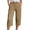 Khaki, variant on Bloomae Cotton Linen Capri Pants for Women 2026 Summer Lightweight Casual Plus Size Capris Loose Wide Leg High Waisted Drawstring Croped Pants with Pockets