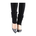 thumbnail image 2 of INSPIRE CHIC Women's Ruffled Cuff Over Knee Length Ribbed Knitted Leg Warmers Black-Printed, 2 of 6