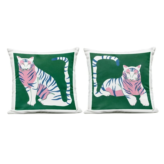 Stupell Industries Fierce Lounging Tigers Design by Melissa Wang Outdoor Printed Pillow (Set of 2)