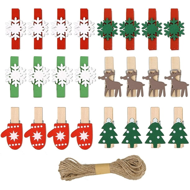 120 PCS Christmas Wooden Clips, Snowflake Clothespins Small Craft