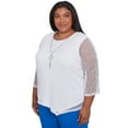 thumbnail image 3 of Alfred Dunner Womens Plus-Size Popcorn Mesh Top With Necklace, 3 of 4