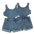 thumbnail image 2 of MXIEZI Baby Summer Sleeveless Fashion Bodysuit Shorts Newborn Girls Denim Jumpsuit Shorts Infant Girls Jeans Pants for 0 Month -3 Years old, 2 of 9