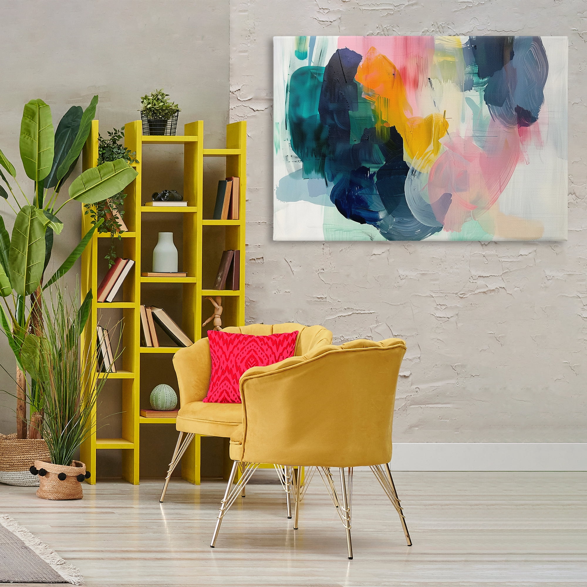Stupell Industries Bold Paint Strokes Abstract Painting Wrapped Canvas Art Print Wall Art, 45 x 30
