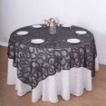 thumbnail image 2 of Efavormart 72"x72" Black Sequin Leaf Embroidered Seamless Tulle Table Overlay, Square Sheer Table Topper, 2 of 10