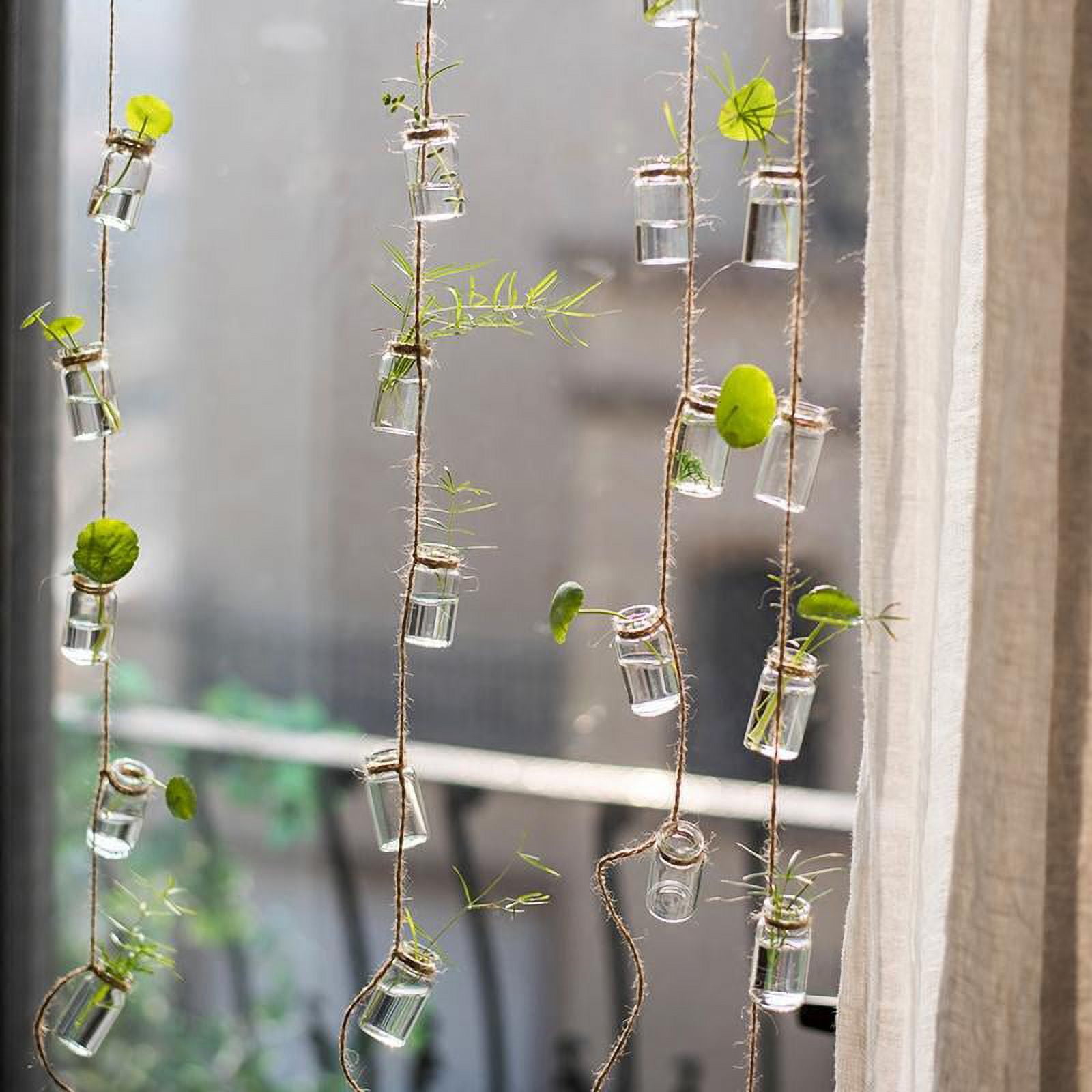 Rustic Reach Glass Planter Rope Hanging 1.5" Bottle Hanging Planter with 55" Long String (Set of 3)