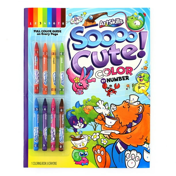 Download Artskills Sooo Cute Color By Number Coloring Book For Kids With 8 Crayons Walmart Com Walmart Com