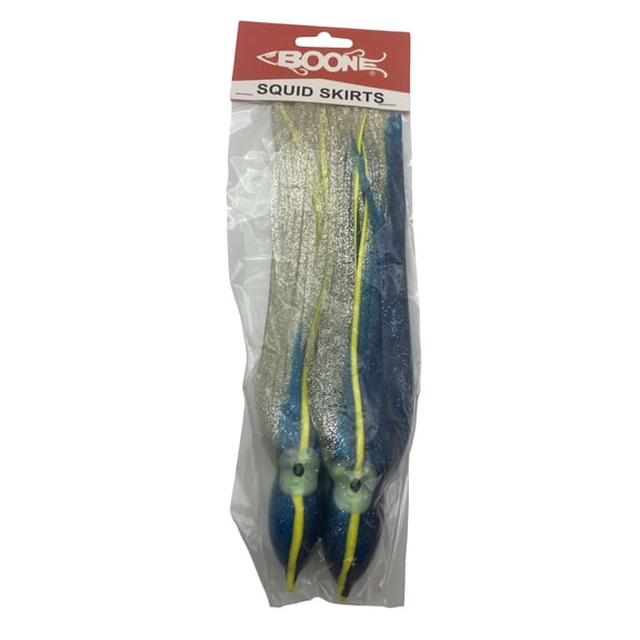 Boone 9.5 in Soft Plastic Squid Skirt Fishing Lure for Saltwater Fish (2 Count)