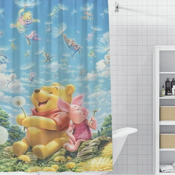 Winnie the Pooh-theme Bathroom Shower Curtain Home Decor,Bath Curtains Durable Waterproof Bath Curtain , Adluts Girls Boys Bathroom Decor House Gifts 48x71inch（120cmX180cm）