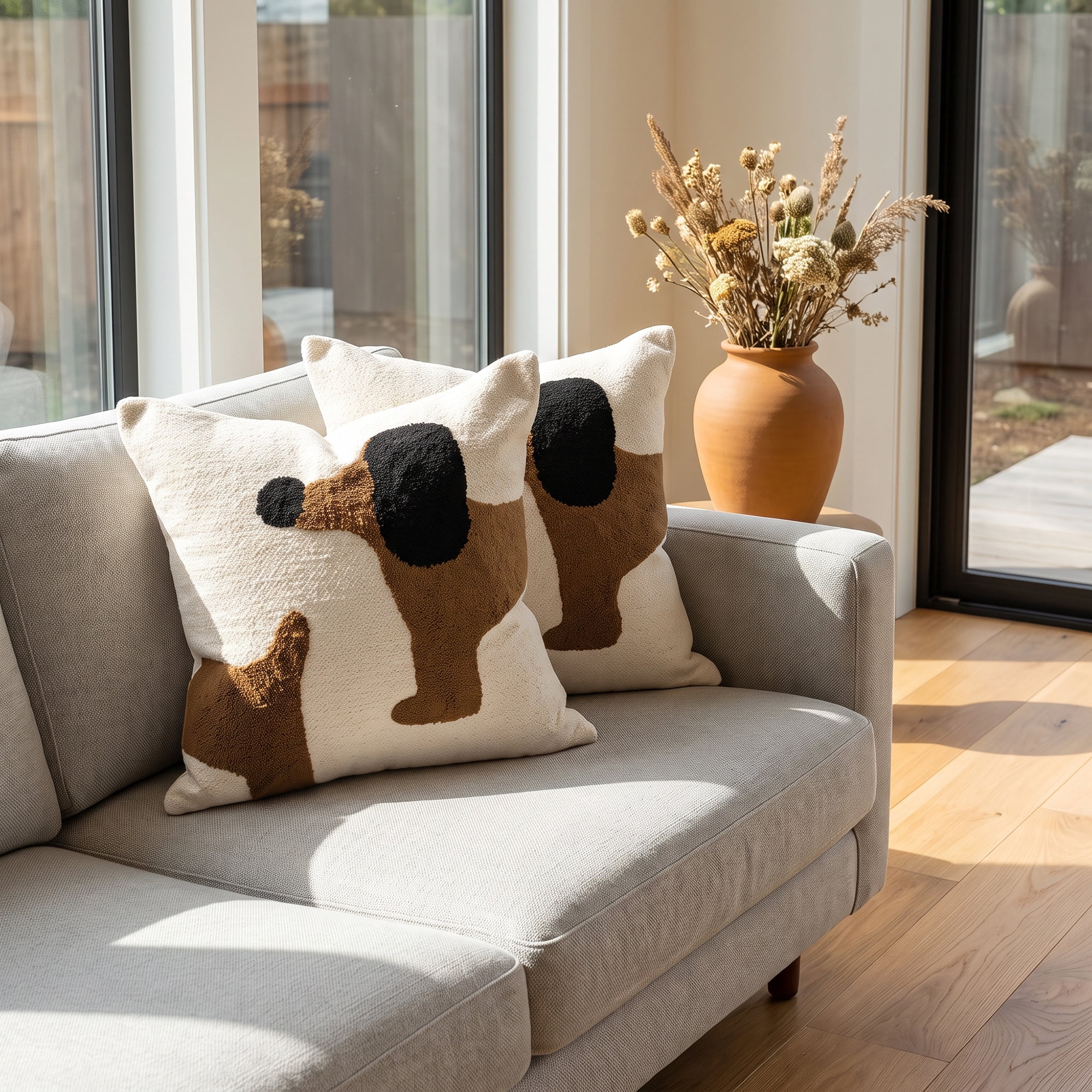 Unique Bargains 3D Tufted Cute Animal Throw Pillow Cushion Cover Dark Brown Dog 18"x18"