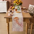 thumbnail image 2 of Coral Jellyfish Coastal Table Runner 90 Inches, Summer Ocean Coral Pink Linen Bed Runner Dresser Scarves Tabletop for Indoor Outdoor Parties/Ceremony/Banquet, 13" x 90", 2 of 9