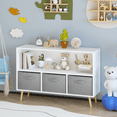 thumbnail image 2 of Kids Bedroom Furniture Kids bookcase with Collapsible Fabric Drawers, Children's Book Display, Toy Storage Cabinet Organizer, White/Gray,Baby Cribs, 2 of 22