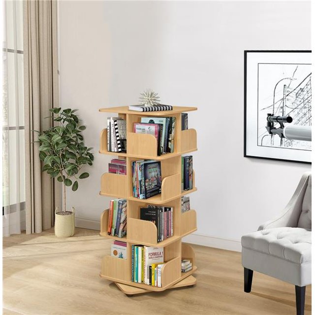 Kings Furniture BK006-N Revolving Tall Bookcase, Natural