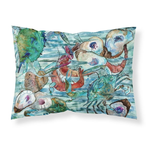 Watery Shrimp Crabs and Oysters Fabric Standard Pillowcase