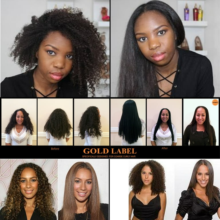 Keratin Research Gold Label Brazilian Keratin Hair Treatment Straightening Complex Blowout Organic Results. Effective Any All Hair Types Coarse Thick Kinky Curly Damaged Colored Bleached 4oz 1oz Walma...