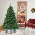 thumbnail image 3 of Gymax Galvanized Metal Christmas Tree Collar Skirt Ring Cover Holiday Decor Silver, 3 of 10