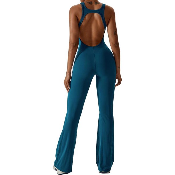 ABOCIW Monos acampanados para mujer con cuello en V halter bodycon de longitud completa casual mono mono