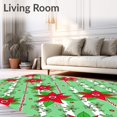 thumbnail image 2 of ODIKA 8'x10' Machine Washable Non-Slip Area Rug, Cane Stripe Poinsettia Blossom High Traffic Rug, Red, 738554, 2 of 7