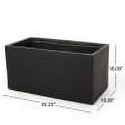 GDF Studio Fardeen Outdoor Modern Cast Stone Rectangular Planter, Black Large