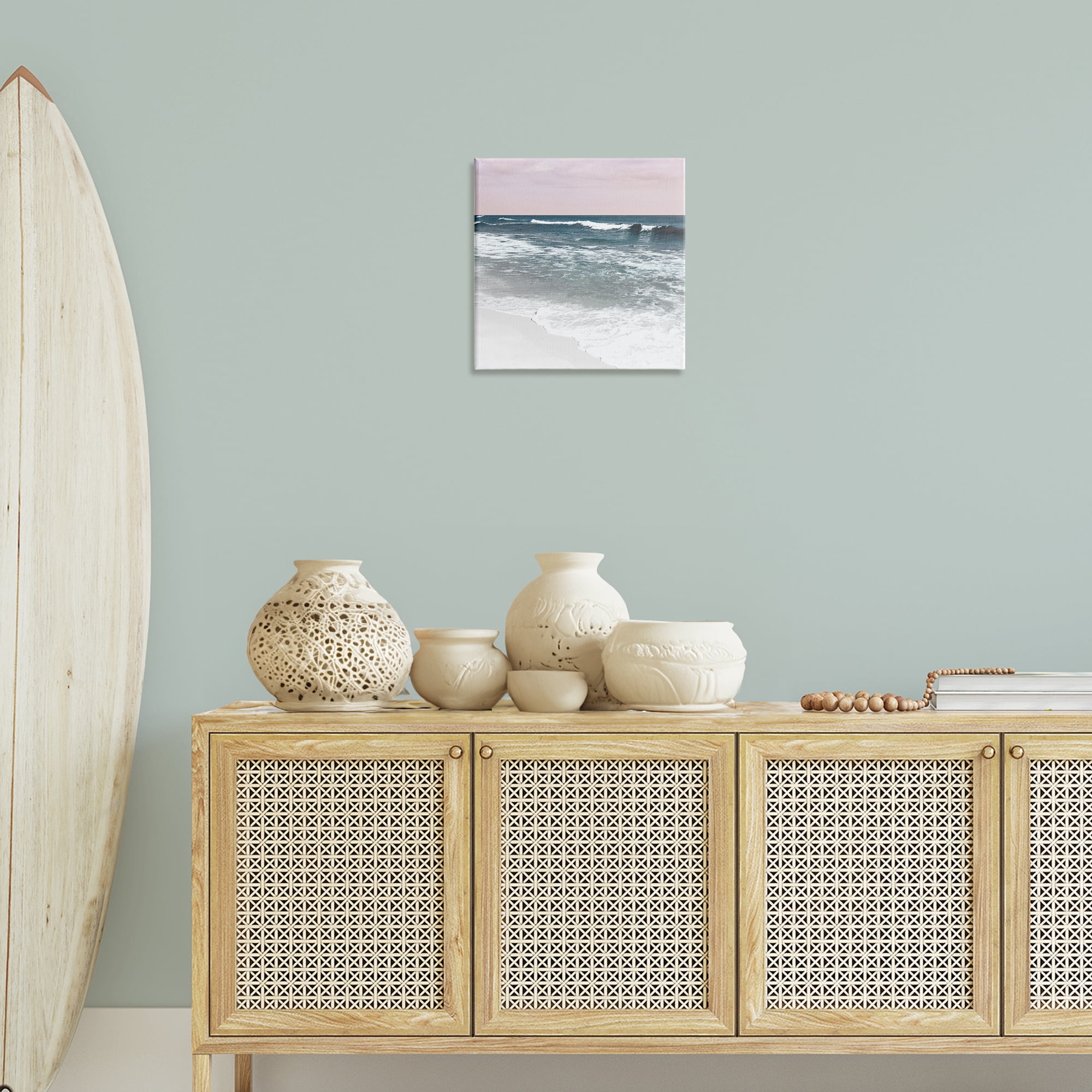 Stupell Industries Rolling Waves Seascape Nautical & Beach Photography Wrapped Canvas Art Print Wall Art, 17 x 17