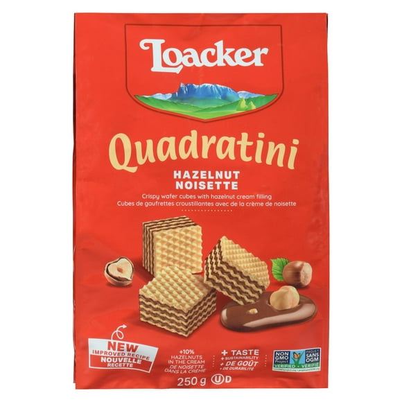Loacker Quadratini Hazelnut Wafer Cookies, 250 g
