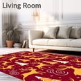 thumbnail image 2 of ODIKA 6'x9' Machine Washable Non-Slip Area Rug, Reindeer Prancing Through Snowy Forest High Traffic Rug with Pad, Red, 605898, 2 of 8