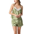 thumbnail image 4 of Defitshape Women's Soft Cami Shorts Pajama Set Sexy Pjs SummerComfy 2 Piece Family Lightweight Satin Cool Lounge Set Avocado Small, 4 of 4