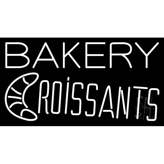 Bakery Croissants LED Neon Sign 13 x 24 - inches, Clear Edge Cut Acrylic Backing, with Dimmer - Bright and Premium built indoor LED Neon Sign for restaurant window and interior decor.