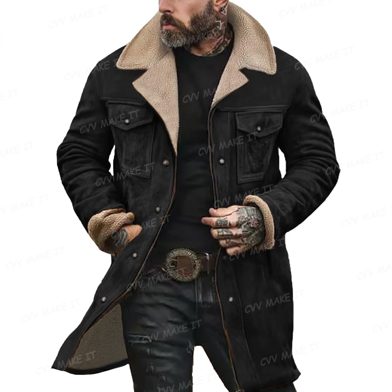 Men's Vintage Suede Jacket Leather Jackets Plush Reversed Collar