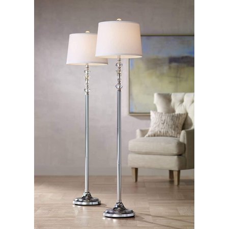 Montrose Standing Floor Lamps 61" Tall Set of 2 Polished Steel Crystal ...