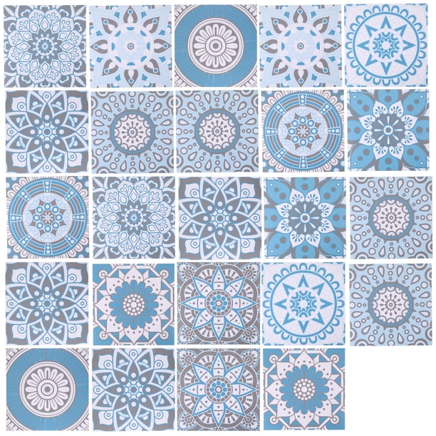 Injueey 24 Uds pegatinas de azulejos de PVC estilo marroquí impermeable fácil aplicación autoadhesiva pegatina de azulejos de escaleras Decoración del hogar
