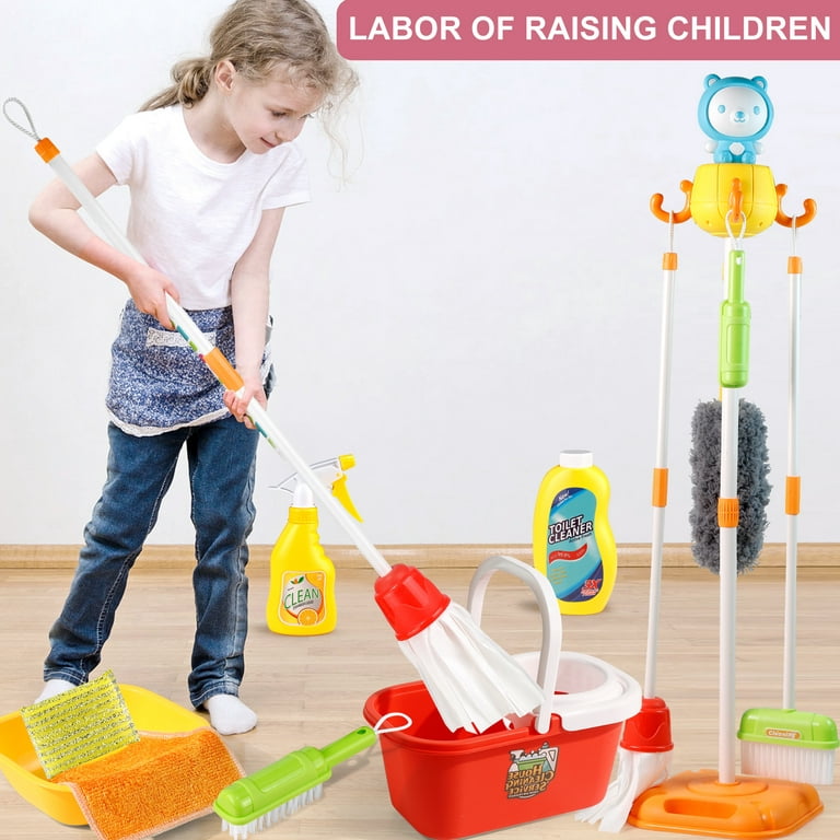 Kids Cleaning Set for Toddlers | Pretend Play for Toddlers to Sweep Up Home  & Kitchen with The Broom and Mop | 8 Pcs Cleaning Toys