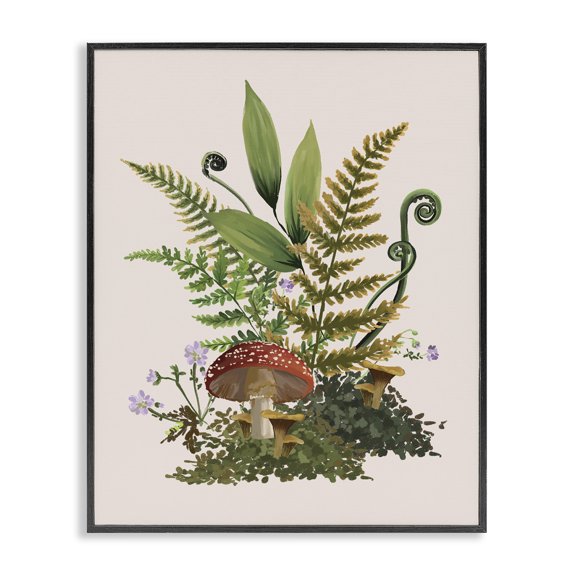 Stupell Industries Bohemian Cottage Mushroom Woodland Plants Black Framed Giclee Art, 24 x 30, by House of Rose