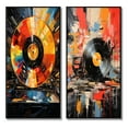 thumbnail image 2 of Designart "Retro Disc Popart Dreams II" Vinyl Records Framed Wall Art Set Of 2 - Multi-Color Fashion Framed Canvas Set For Living Room Decor, 2 of 6