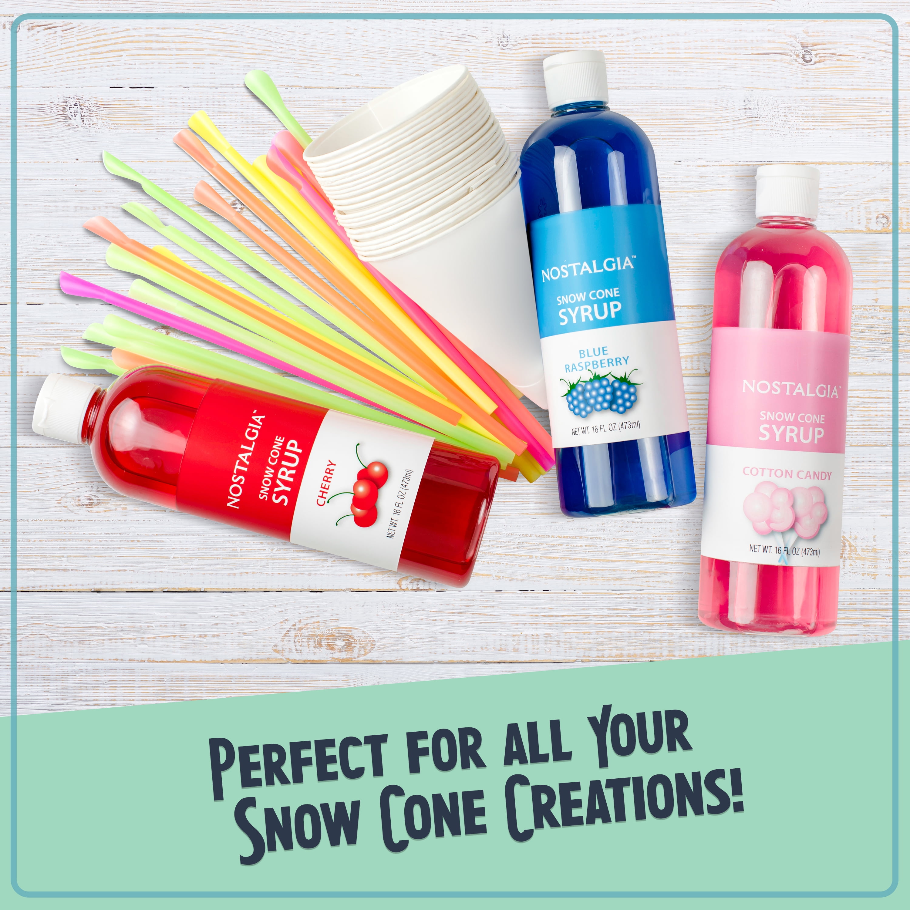 Nostalgia Retro Snow Cone Maker, Shaved Ice Machine and Snow Cone Maker with 2 Ice Molds, Blue