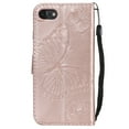 thumbnail image 6 of for iPhone SE 2022/ SE 2020/ 8/ 7 Wallet Case, Kickstand Case Credit Card Holder, Embossed Butterfly Pattern with Strap Premium PU Leather Magnetic Closure Shockproof Protective Flip Cover, Rosegold, 6 of 6