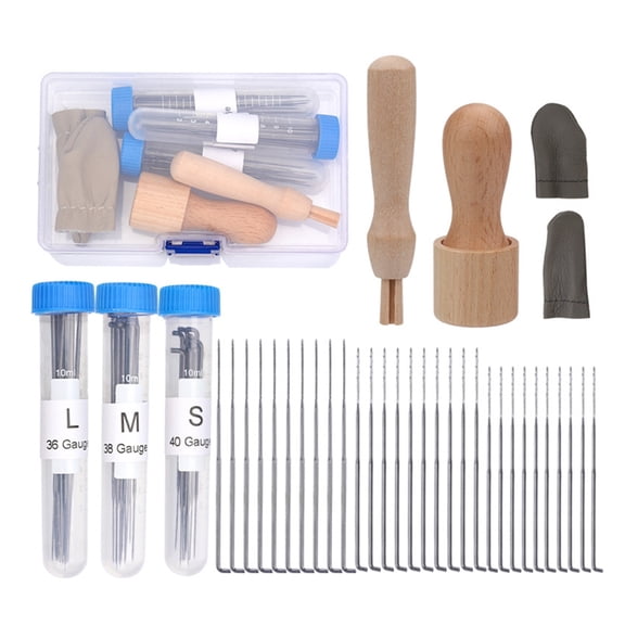 Needle Felting Supply for Beginner Professional, Wool Felting Tool with Wool Felting Needle, Wood Handle, Finger Cots