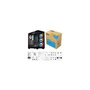 DIYPC ARGB-N6-BK Black Dual USB3.0/ 1 xType C Tempered Glass ATX Gaming Computer Case w/ Dual Tempered Glass Panel and 4 x ARGB PWM Fans (Pre-Installed). Support BTF Back Plug MB