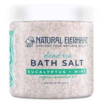 Natural Elephant Dead Sea Salt with Eucalyptus and Mint Essential Oil 18oz Jar