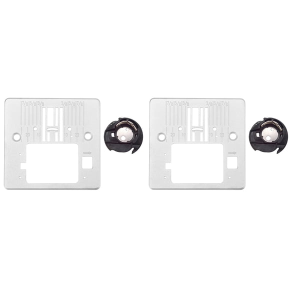 2X Accesorios para Máquinas de Coser del Hogar Placa de Cuello de Aguja Q60D y Estuche de Bobina Kit de Herramientas para Singer 4423 4432 5511