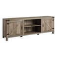 thumbnail image 1 of 70" Wood Modern Farmhouse Barn Door TV Stand - Gray Wash, 1 of 10