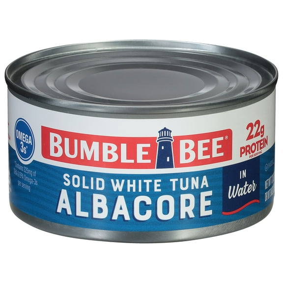 Bumble Bee Solid White Albacore Tuna in Water, Wild Caught, Gluten Free, 22g Protein per Serving, Ready to Eat, Shelf Stable Can, 12 oz