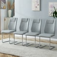 thumbnail image 2 of Light Gray Faux Leather Dining Chairs with Metal Legs Set of 8, Living Room Chairs with Padded Seats,Side Chairs for Kitchen and Bedroom, 2 of 7