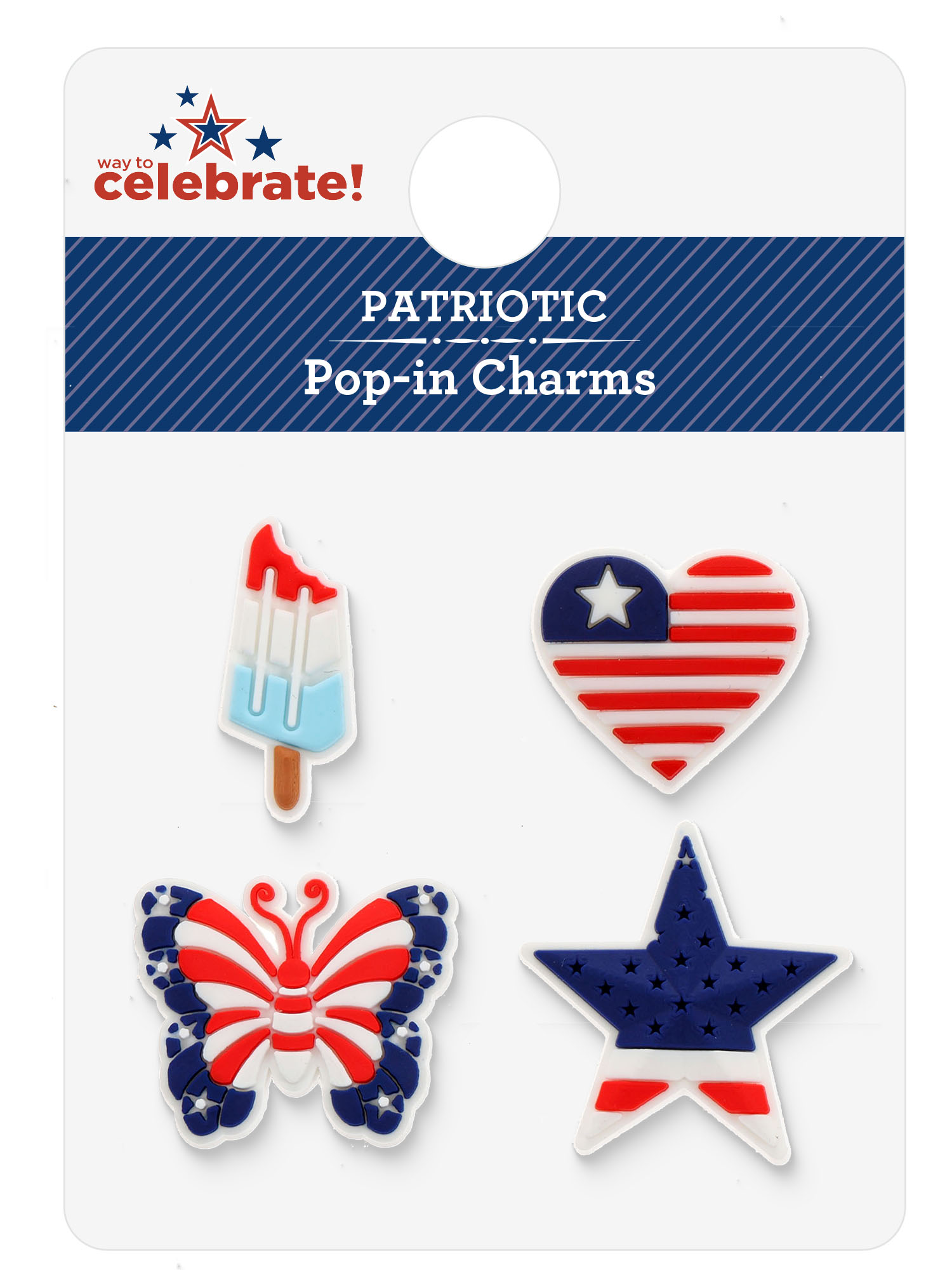 Way to Celebrate Americana Patriotic Pop-In Shoe Charm Set