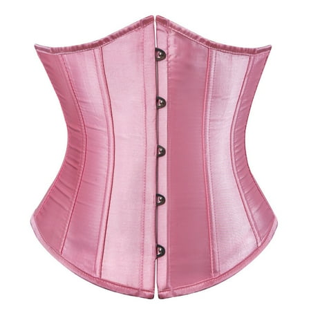 TrdSipl Corset Lingerie for Women Waist Training Bustier Tops Satin Boned Lace Tummy Control Shapewear Vintage Plus Size Renaissance Costume Pink 5XL